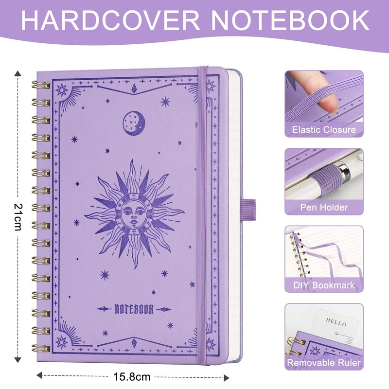 EMSHOI Notebook A5, Hardcover Spiral Notebook, Notepad with 100 gsm