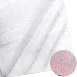 20pcs 50 * 35cm Sliver Tissue Paper with Car and Gingerbread Man,50 * 35cm Wrapping Paper Bulk for Christmas Xmas DIY Gift Decorations