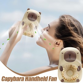 Cute Handheld Fan - Handheld Electric Capybara Fan | 3-Speed Wind Desk Food Cooler, Air Cooling Stuff, Personal Cooling Device for Indoor Outdoor Travelling