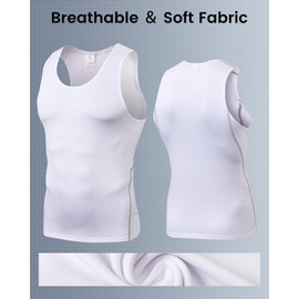LWISMIL White Compression Tank Top Men Athletic Workout Sleeveless Tank Top Dry Fit Sports Running Base Layer Undershirt