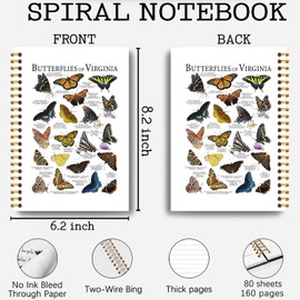 Guymn Butterfly Notebook - Butterfly Journal, Butterfly Gifts for Women, Manarch Butterfly Gifts, Gifts for Butterfly Lovers, Butterflies of Virginia Spiral Notebook 5.5x8.3 Inch