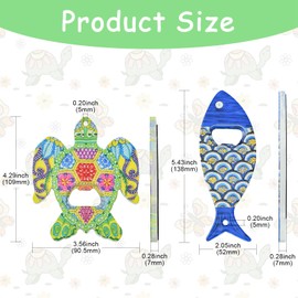 KitBeads 4Pcs 4 Styles Blue Sea Turtle Fish Shape Beer Bottle Opener Hawaiian Beach Animal Fridge Decoration for Camper Lovers Outdoor Picnic Home Using
