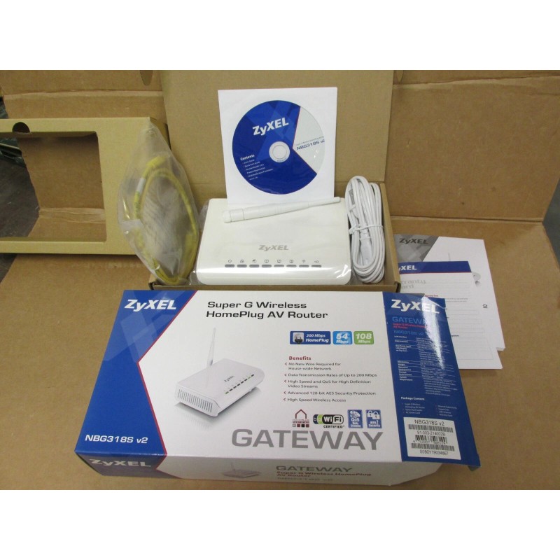 ZyXEL GATEWAY NBG318S v2 SUPER G WIRELESS HOMEPLUG AV ROUTER