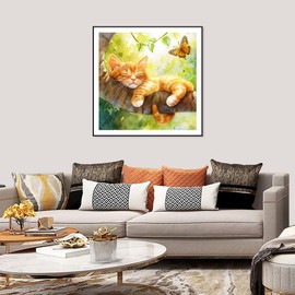 AMORARS Cat Diamond Painting Kit for Adults, 5D Sleepy Cat Diamond Art for Beginners - DIY Full Diamond Dot Gem Art Painting, Suitable Gifts and Home Wall Decoration Crafts，12x12Inch