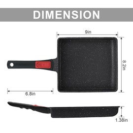 AIKENBBKK Nonstick Tamagoyaki Pan Large, Japanese Omelette Pan Nonstick, Japanese Square Egg Pan with Detachable Handle, PFAS & PFOA-Free, Oven Safe, 9" x 8.2"