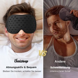 Umisleep Breathable Sleeping Mask for Side Sleepers - 2025 Upgrade, Ultra Light & Comfortable with Storage Bag - Ideal for Travel, Airplane, Office, 3D Sleeping Mask for Men Women, Black