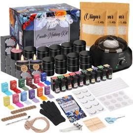 Oligar Complete Candle Making Kit, DIY Candle Making Supplies For Adults,Beginners, Including Bees Wax, Candle Wicks, Dyes, Melting Pot, Rich Scents, Spoon, Candle Jars, Decorative Labels, Rubber Pads