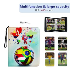 Football Card Binder, Trading Card Album for Football Card Collection Folder with 50 Page 400 Card Capacity Football Card Holder with Detachable Binder for Game Cards, Sports Star Cards