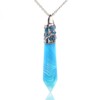 Sky Blue Brazilian Agate Gemstone Hexagonal Pointed Reiki Chakra Pendant