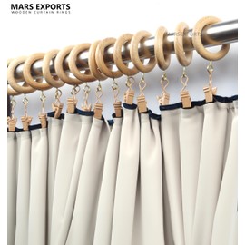 Mars Exports Rosewood Curtain Rod Rings with Clips | Wooden Drapery Rings for 1" to 2.5" Poles | Natural Finish, Durable & Stylish | Ideal for All Curtain Styles
