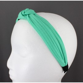 mint Green turban knot headband fabric covered band grip teeth ribbed jersey fabric