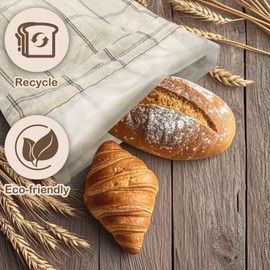 Duthcbw XL Linen Bread Bag for Homemade Sourdough with Proofing Cover, Reusable Organic Linen bags with TPU Lining, BPA-Free, Food-Grade Cloth Storage Bags with Freezer Compatibility