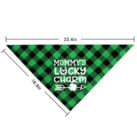 St. Patrick's Day Dog Bandana, Holiday Buffalo Plaid Bandana Scarfs for Small Medium Large Dogs Cats Pet Puppies (The Lucky one, Small)