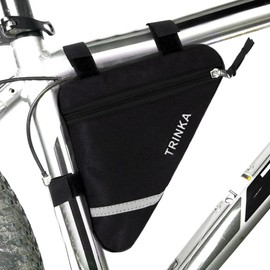 MOOCY Triangle Bike Bag Waterproof and Reflective with Plenty of Storage I Bike Frame Bag for Bicycle Lock, Tools or Bike Pouch, Bike Bags(Black)