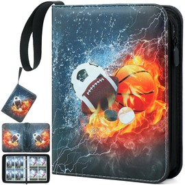 DBPBToU 50 Pages Trading Cards Album Football 400 Cards, 4 Compartments Trading Cards Album, Scrapbook Cards for Collecting and Exchanging, Football Gifts Boys (Lightning Balls)