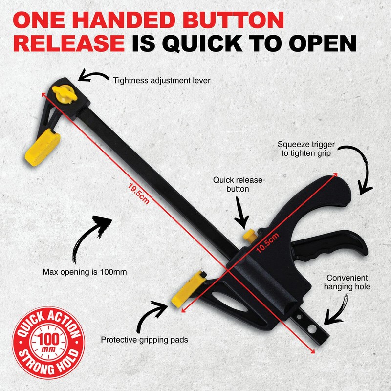 [6PCE] Handy Hardware Action Clamps, Secure Your Projects with Ease,