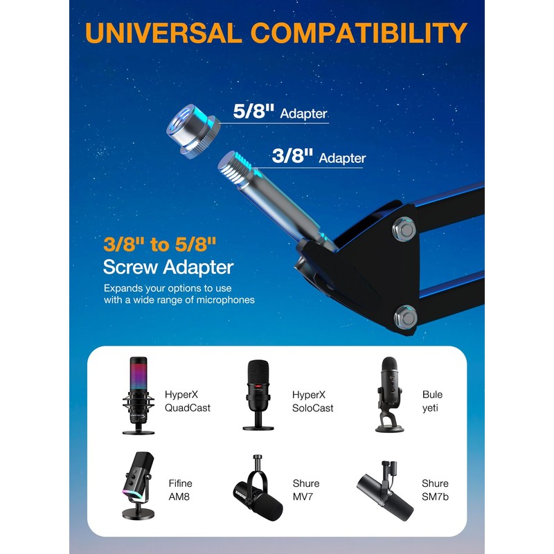 QuadCast Boom Arm, Mic Arm Microphone Arm for Blue Yeti