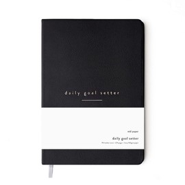 Mal Paper Daily Goal Setter Planner - Black, 6 Month 274 Page Undated Pad | Soft Cover Productivity Diary with Affirmations, Note Pages Weekly & Monthly View | Mindfulness & Wellbeing Manifestation