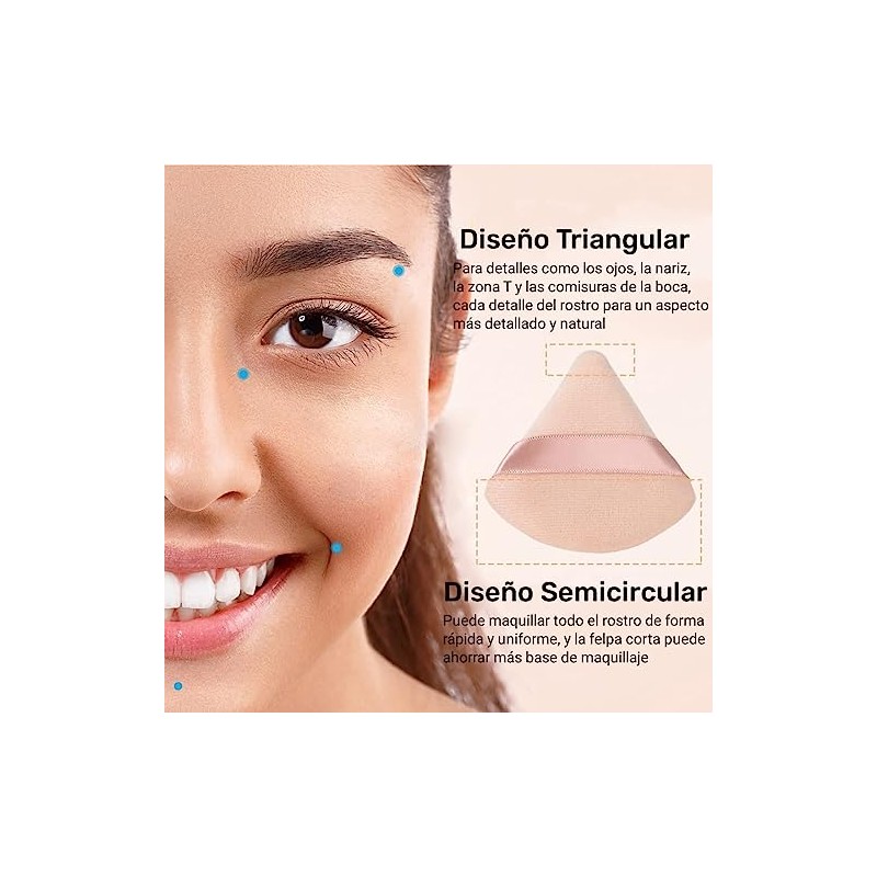 12 Piezas Esponjas Maquillaje Triangular para Polvo, Borlas para Maquillaje