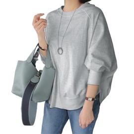 DayaEmmoTQ Women's Sweatshirt, Cotton, Dolman Sleeve, Pullover, Crew Neck, Long Sleeve, Solid Color, Top, Casual, Loose, Cut, Stylish, Large Size, Body Cover, Room Wear, Work, Office, Outings, Spring,
