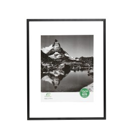 FrameWorks 11”x14” Deluxe Black Aluminum Contemporary Style Floating Picture Frame with Tempered Glass