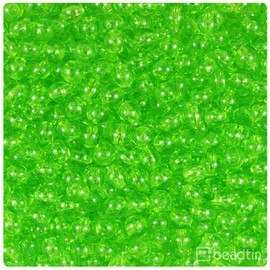 BeadTin Lime Transparent 6mm Round Craft Beads (500pcs)