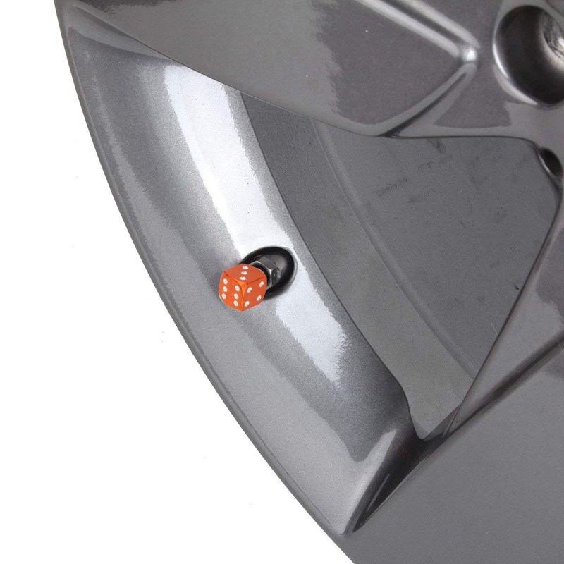 TOMALL Orange Dice Valve Stem Caps for Car Bike Wheel