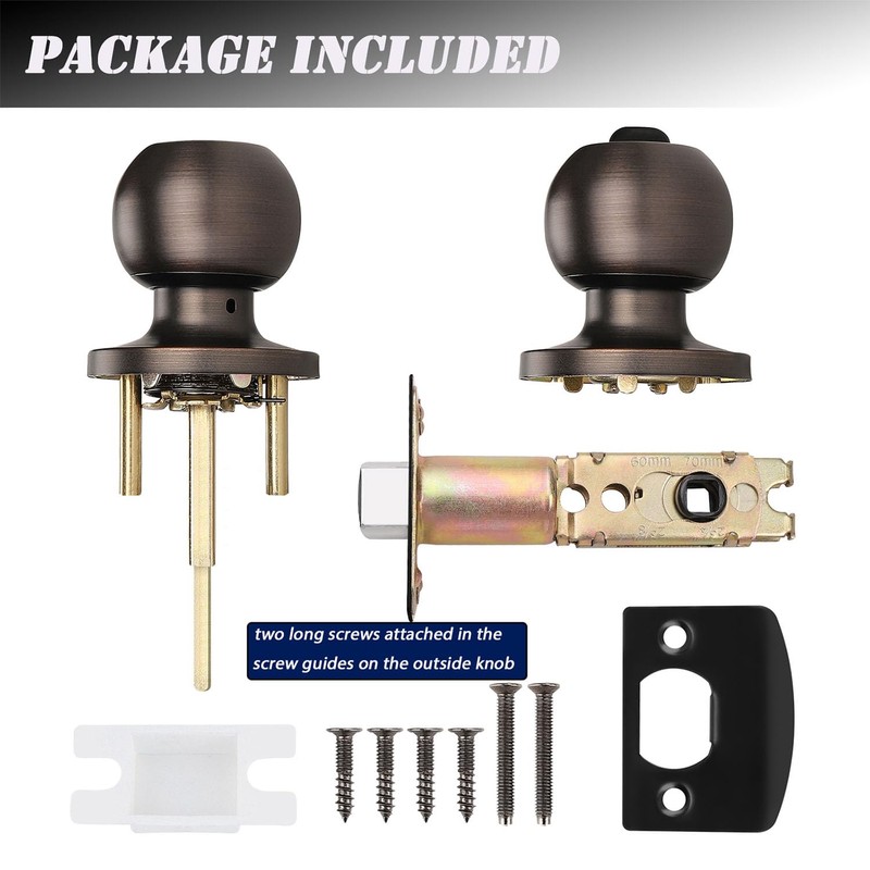 Probrico Keyed Alike Door Knob Locks, Exterior Door Handles, Front