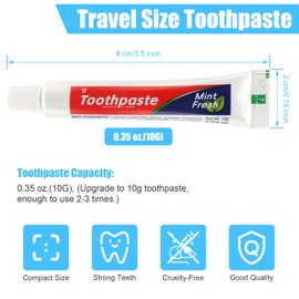 HOFASON 50 Tubes Bulk Travel Size Toothpaste for Bad Breath, Mini Toothpaste Small 0.35(10g) oz Peppermint 0.8x3.5 inches Travel Essentials for Guests, Homeless, Hotel, Charity Toiletries