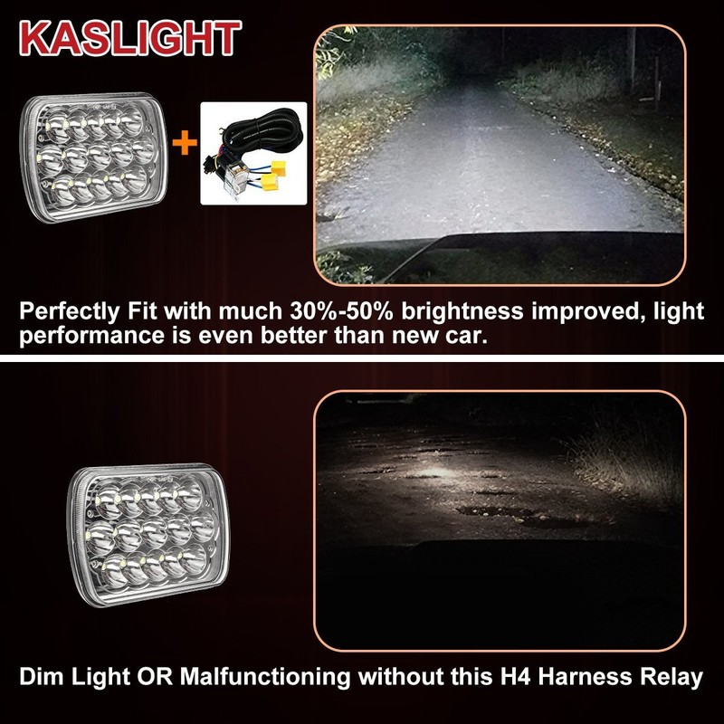 KASLIGHT 1Set 2 Headlight Wiring Harness H4 Relay Harness H6054