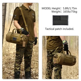 ArcEnCiel Bolsa de lona táctica Hombres Gimnasio Paquete Militar Bolsas de hombro Molle Zapatos Almacenamiento Bolso deportivo con parche (Marrón)