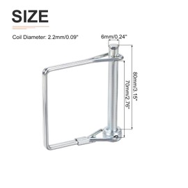 DTGN 6 mm x 55 mm (DxL) Shaft Locking Pin - 1 Piece - Good for Agricultural Trailers Lawn - Carbon Steel Square Tow Bar Pin - Silver Tone