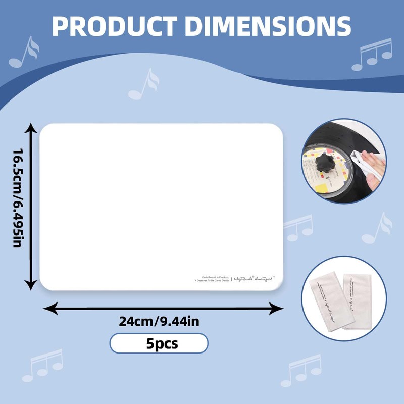 Microfiber Cleaning Cloths for Vinyl Records & CDs, 5 Pack,