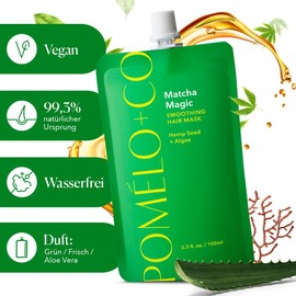 Pomélo+Co Nourishing and Volumising Pre-Shower Hair Mask with Amino Acids, Algae and Hemp Seeds/Hair Care for Fine Hair/Matcha Magic 100 ml