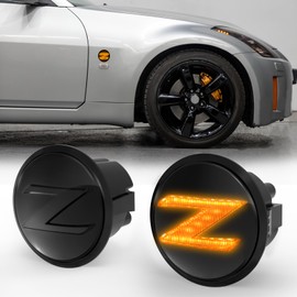 OKSIWA LED Side Marker Lights for Nissan 350z Z33 2003-2009, Nissan 370z Z34 2009-2020,With Sequential Amber Turn Signals One pair