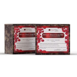 Red Rose Naturals African Black Soap for Dark Spots, Blemished Oily Skin, Rashes, Acne, Eczema, Natural Soap, Face and Body Wash - Cruelty and Paraben Free, 4 oz