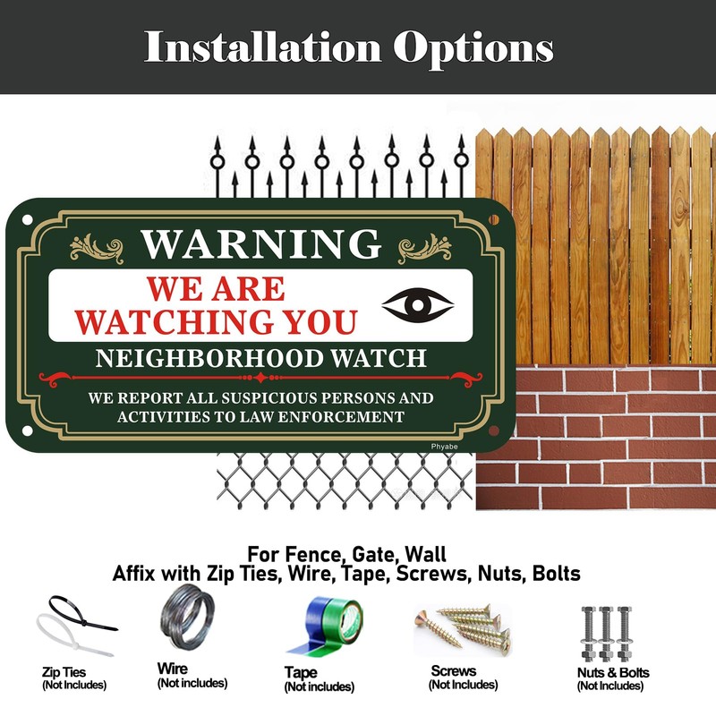 Phyabe 2 Pack Neighborhood Watch Sign, We Are Watching You,