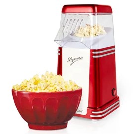 Nostalgia Hot-air Electric Popcorn Maker, 8 Cups, Healthy Oil Free Pop