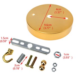 Quluxe 4 Inch Light Canopy Kit, Vintage Chandelier Ceiling Plate with Hook, Retro Pendant Light Canopy Kit with All Mounting Hardware for Pendant Light or Chandelier- Gold (Pack of 3)