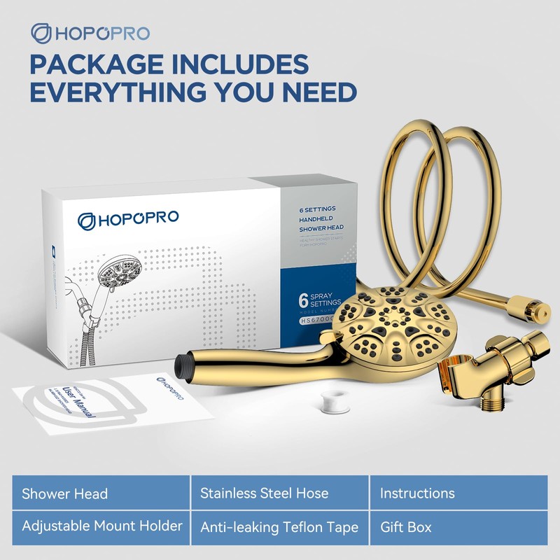 6-Mode High Pressure Handheld Shower Head Set, Consumer Reports Recommended