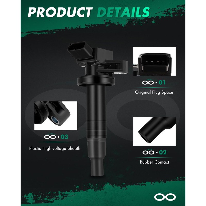 SCITOO Ignition Coil Coils & Iridium Spark Plugs fit for
