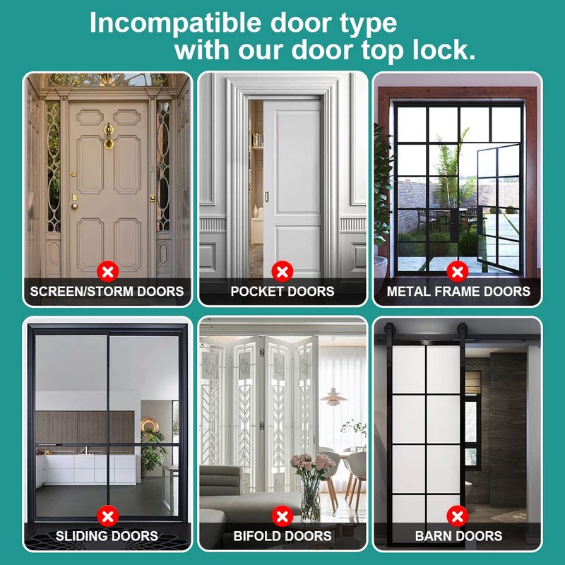 TSMST Child Proof Door Top Lock,Security Door Lock with Adjustable