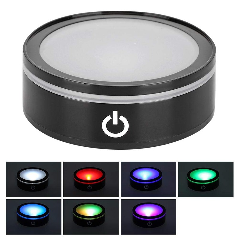 3D Crystal LED Light Base Black Flat Touch Multi Mode