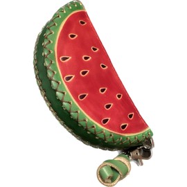 Handmade 3D Leather Coin Purse with Removable Wrist Strap (Watermelon)