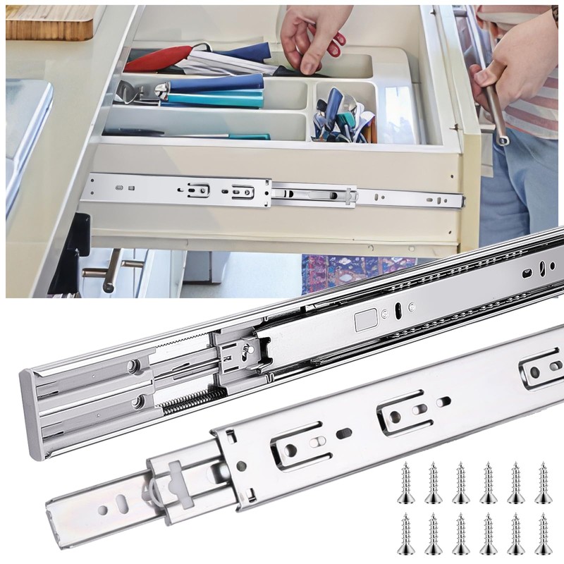 10 inch Drawer Slides 4 Pairs (8pcs) Soft Close 3
