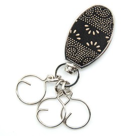 Indenya No. 4705 Key Holder, Key Case, Key, Strap, Deer Leather, Lacquer, Crafts, [11-009] Black - White Lacquer Claw Arabesque