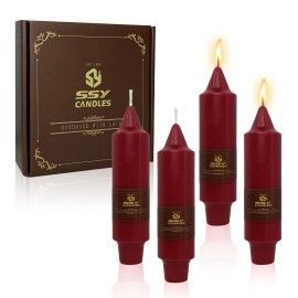 5 Inch Pillar Candle Candlesticks Unscented Dripless Red Tapered Candle Set for Halloween Thanksgiving Home Decor, 4 Packcolor: Red, size: 5inch