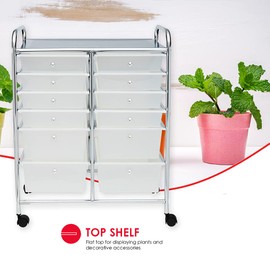 Home Basics 12 Drawer Storage Cart | White | Great for Office | Portable with Multi Size Drawers | Organize Crafts | Castor Wheels