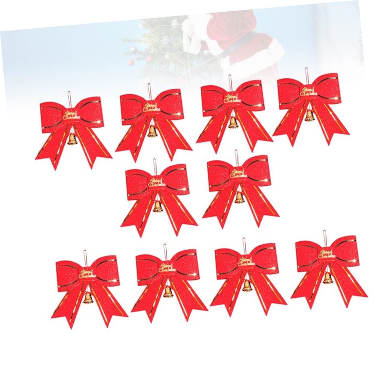 Levemolo 10pcs Christmas Bell Ornaments Large Bowknot Design Xmas Tree
