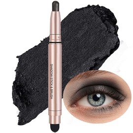 Qeetvia Black Eyeshadow Stick Makeup, Waterproof Hypoallergenic Long Lasting Cream Eye Shadow Pencil, Highlighter Matte Crayon eyes liner, Glitter Primer Palette Shimmer Eyeliner Pen